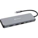 Verbatim CMH-13 USB-C Docking Station με HDMI/DisplayPort 4K PD Ethernet και σύνδεση 3 Οθονών Γκρι