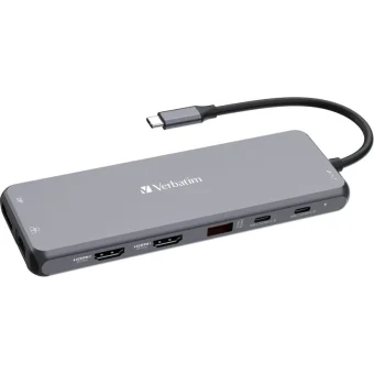 Verbatim CMH-13 USB-C Docking Station με HDMI/DisplayPort 4K PD Ethernet και σύνδεση 3 Οθονών Γκρι