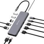 Verbatim CMH-13 USB-C Docking Station με HDMI/DisplayPort 4K PD Ethernet και σύνδεση 3 Οθονών Γκρι - Image 2