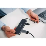 Verbatim CMH-13 USB-C Docking Station με HDMI/DisplayPort 4K PD Ethernet και σύνδεση 3 Οθονών Γκρι - Image 8