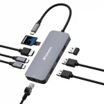 Verbatim CMH-9 USB-C Docking Station με HDMI 4K PD Ethernet Γκρι - Image 2