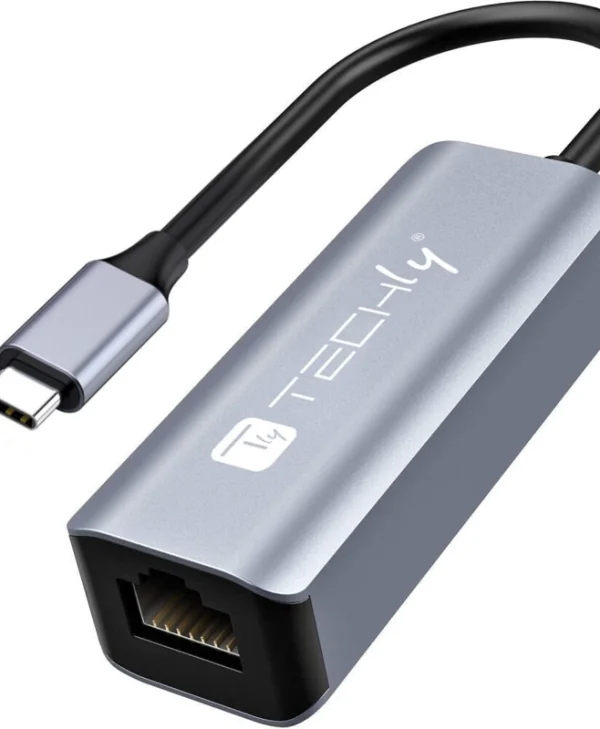 Techly Idata-usb-etgiga-ca USB-C Αντάπτορας Δικτύου για Ενσύρματη σύνδεση Gigabit Ethernet