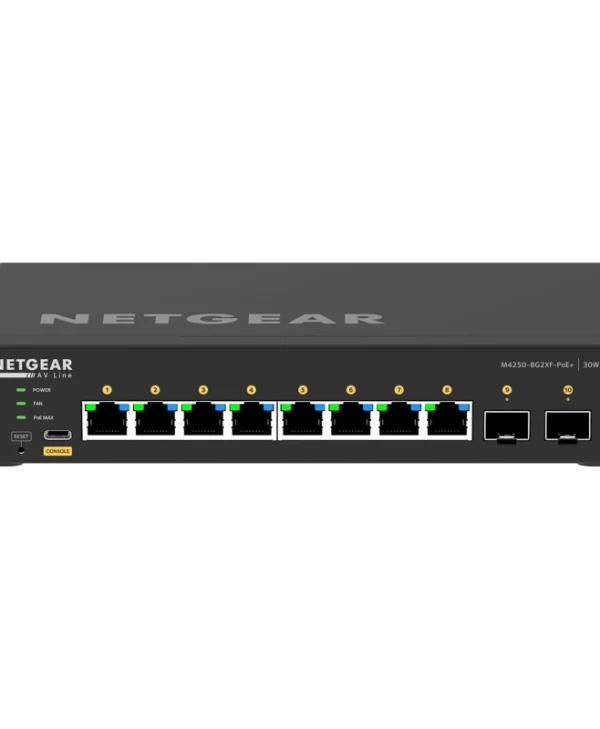 NetGear Managed L2 PoE+ Switch με 8 Θύρες Gigabit (1Gbps) Ethernet και 2 SFP Θύρες