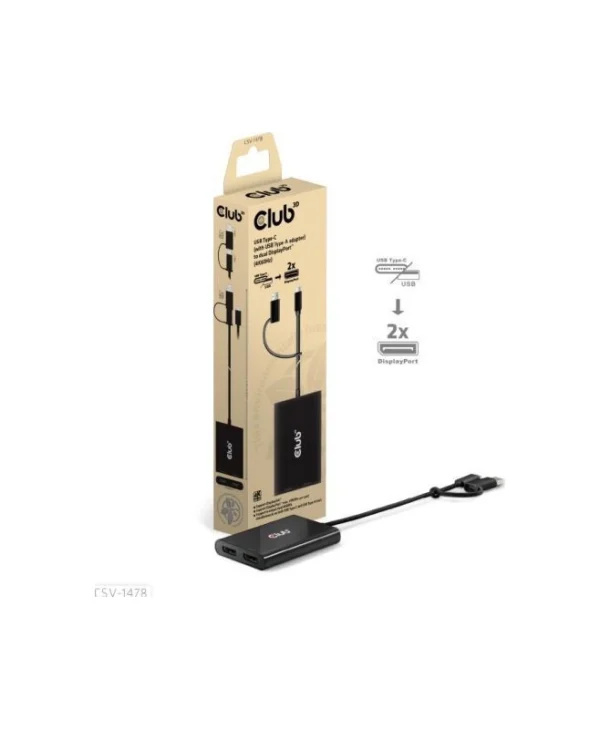 Club3D Μετατροπέας USB-C / USB-A / DisplayPort male σε USB-A / DisplayPort female 1τμχ CSV-1478 CSV-1478