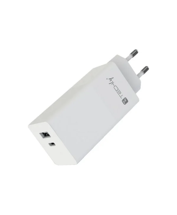 Techly Φορτιστής Χωρίς Καλώδιο με Θύρα USB-A και Θύρα USB-C 100W Power Delivery Λευκός (IPW-PD100W-WH) IPW-PD100W-WH