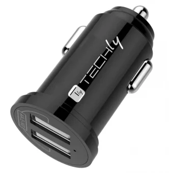 Techly Φορτιστής Αυτοκινήτου Mini 24W με Θύρες: 2xUSB Μαύρος