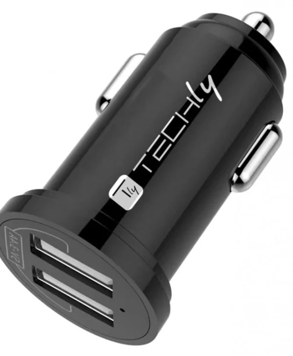 Techly Φορτιστής Αυτοκινήτου Mini 24W με Θύρες: 2xUSB Μαύρος