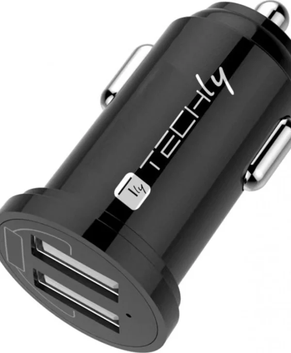 Techly Φορτιστής Αυτοκινήτου 12W 2.4A με Θύρες: 2xUSB Μαύρος