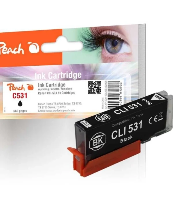 Peach Συμβατό Μελάνι Εκτυπωτή InkJet Canon CLI-531 400 Σελίδων 12.5ml Μαύρο 1τμχ