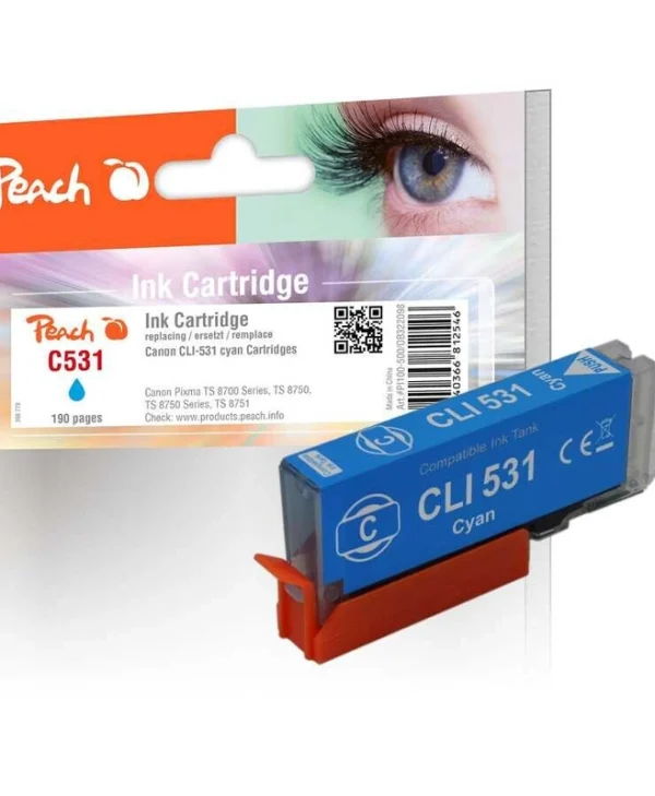 Peach Συμβατό Μελάνι Εκτυπωτή InkJet Canon CLI-531 515 Σελίδων 12.5ml Κυανό 1τμχ
