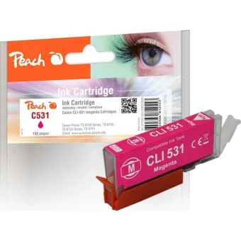 Peach Συμβατό Μελάνι Εκτυπωτή InkJet Canon CLI-531 6121B002 12.5ml Ματζέντα 1τμχ