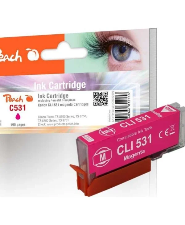 Peach Συμβατό Μελάνι Εκτυπωτή InkJet Canon CLI-531 6121B002 12.5ml Ματζέντα 1τμχ