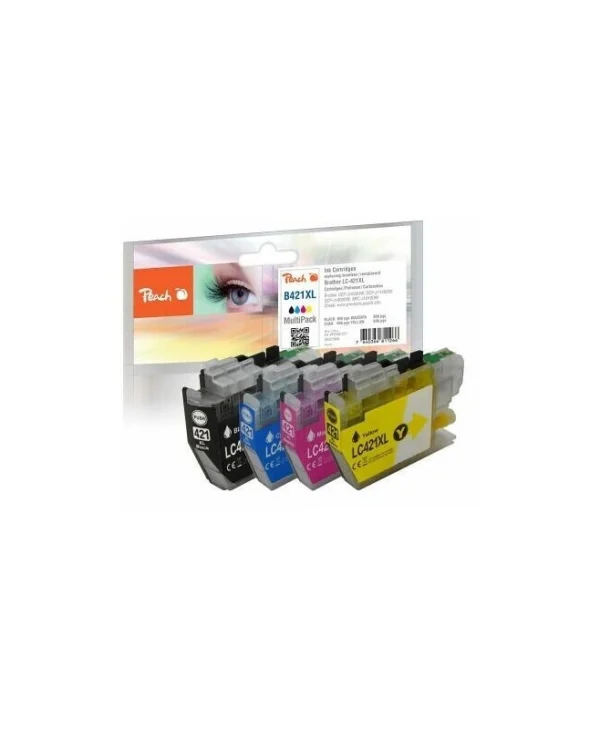 Peach Πακέτο Συμβατών Μελανιών Εκτυπωτή InkJet Brother LC-421XL 770 Σελίδων 22ml Μαύρο 4τμχ
