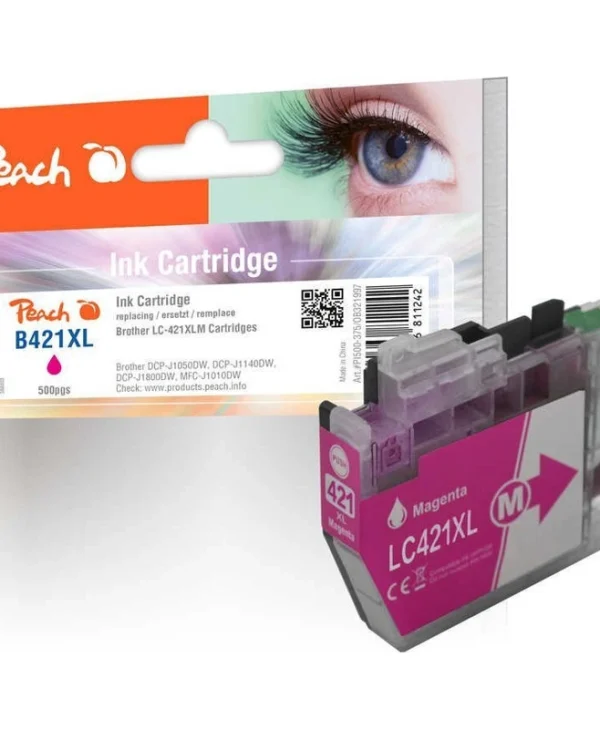 Peach Συμβατό Μελάνι Εκτυπωτή InkJet Brother LC-421XL 500 Σελίδων 10ml Ματζέντα 1τμχ