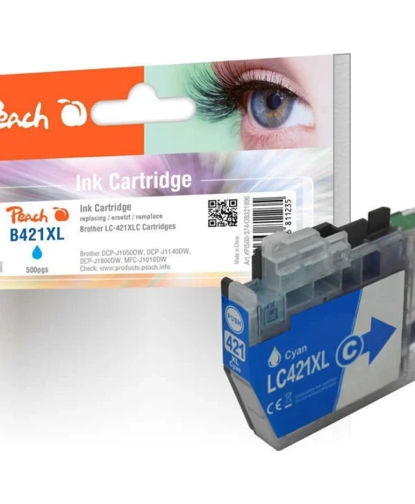 Peach Συμβατό Μελάνι Εκτυπωτή InkJet Brother LC-421XL 10ml Κυανό 1τμχ