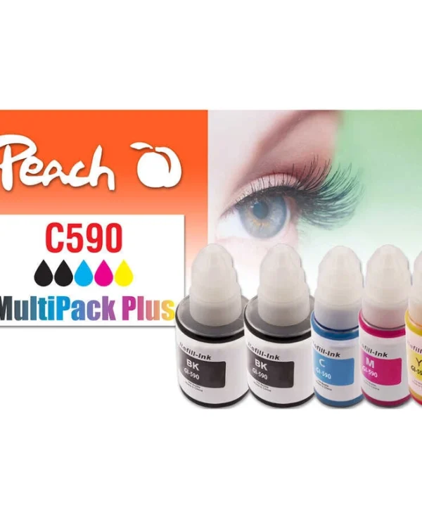 Peach Πακέτο Συμβατών Μελανιών Εκτυπωτή InkJet Canon GI-590 2600 Σελίδων 43ml Πολλαπλό (Color) 4τμχ