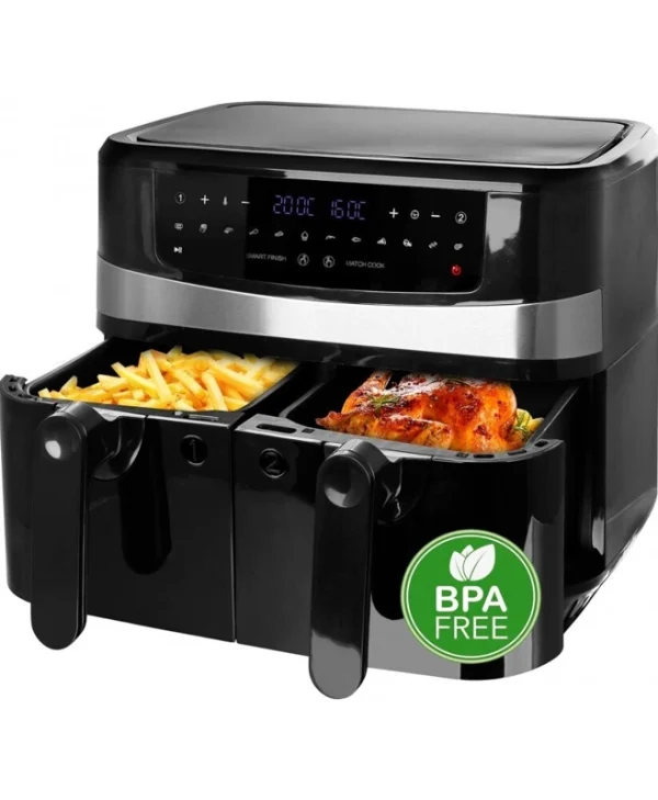 Emerio XXL Air Fryer με Διπλό Αποσπώμενο Κάδο 9lt Μαύρο