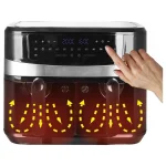 Emerio XXL Air Fryer με Διπλό Αποσπώμενο Κάδο 9lt Μαύρο - Image 7