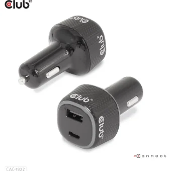 Club3D Φορτιστής Αυτοκινήτου 63W με Θύρες: 1xUSB 1xType-C
