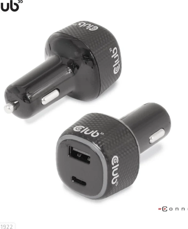 Club3D Φορτιστής Αυτοκινήτου 63W με Θύρες: 1xUSB 1xType-C