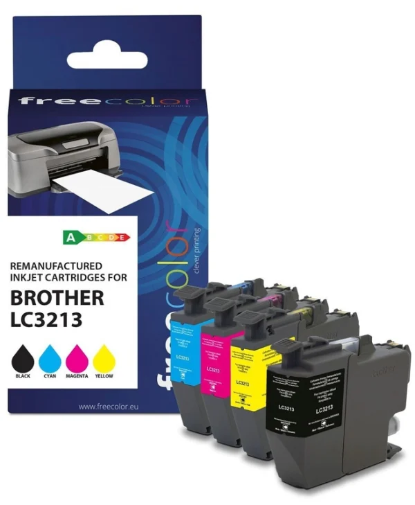 Freecolor Πακέτο Συμβατών Μελανιών Εκτυπωτή InkJet Brother LC3213 485 Σελίδων 13ml Μαύρο 1τμχ