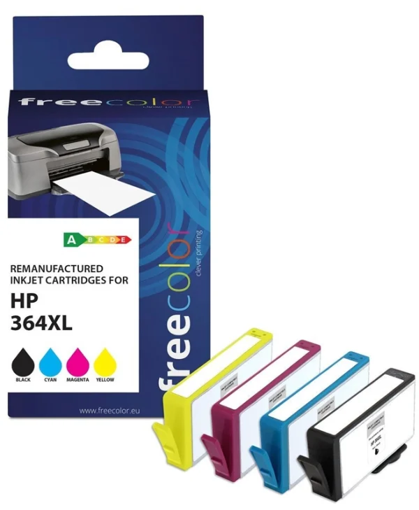 Freecolor Πακέτο Συμβατών Μελανιών Εκτυπωτή InkJet HP 364XL Μαύρο 4τμχ