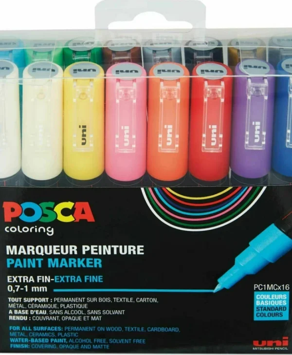 Posca PC-1MC Ανεξίτηλοι Μαρκαδόροι 1mm Σετ 16 χρώματα