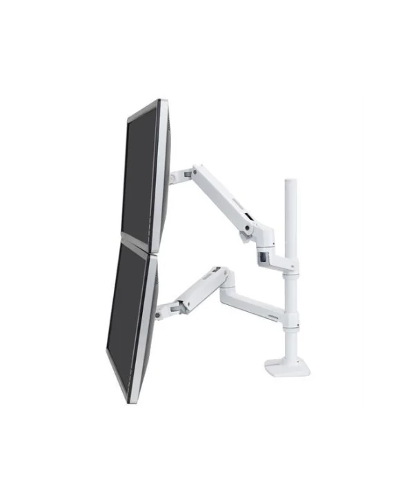 Ergotron LX Dual Stacking Επιτραπέζια Βάση για 2 Οθόνες έως 40" με Βραχίονα Λευκή