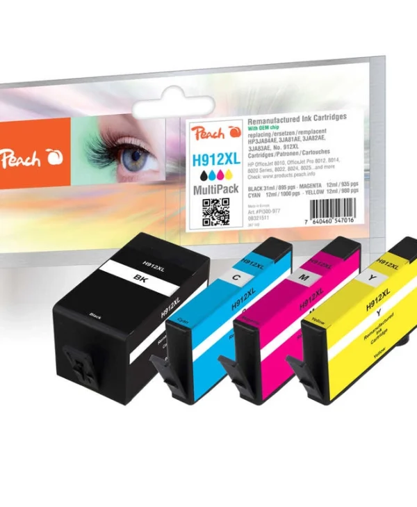 Peach 321511 Πακέτο Συμβατών Μελανιών Εκτυπωτή InkJet HP 912X 3YP34AE Πολλαπλό (Color) / Μαύρο
