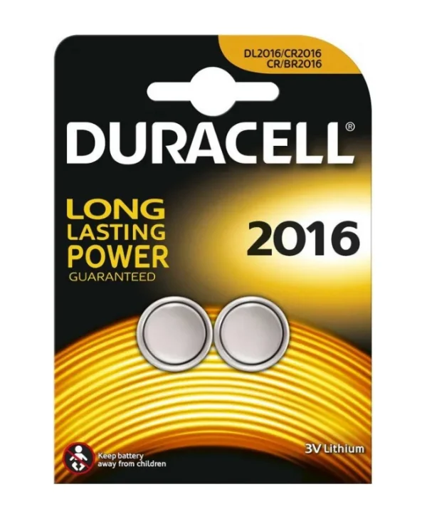 Duracell Long Lasting Power 2016 Μπαταρίες Λιθίου Ρολογιών CR2016 3V 2τμχ
