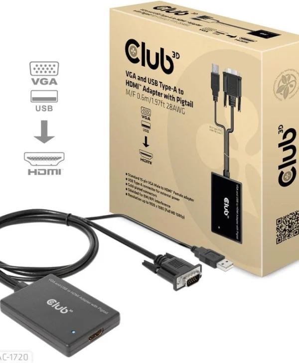 Club3D Μετατροπέας USB-A / VGA male σε HDMI female (CAC-1720) CAC-1720