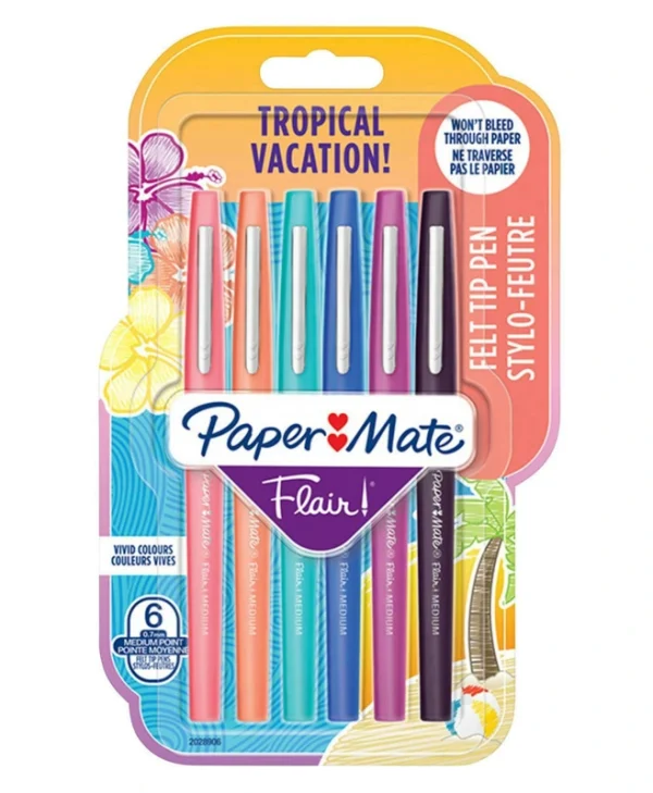Papermate Flair Στυλό Ballpoint με Μαύρο Μελάνι 6τμχ