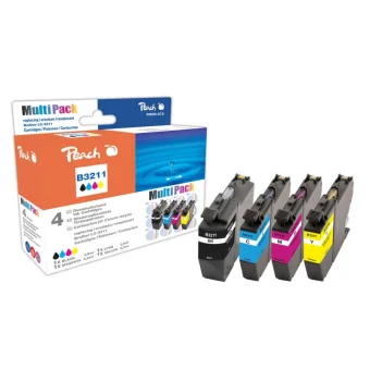 Peach Συμβατό Μελάνι Εκτυπωτή InkJet PI500 Μαύρο 4τμχ