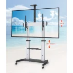 Manhattan Aluminum Heavy-Duty Height-Adjustable Multimedia Βάση Τηλεόρασης Δαπέδου έως 100" και 100kg - Image 10