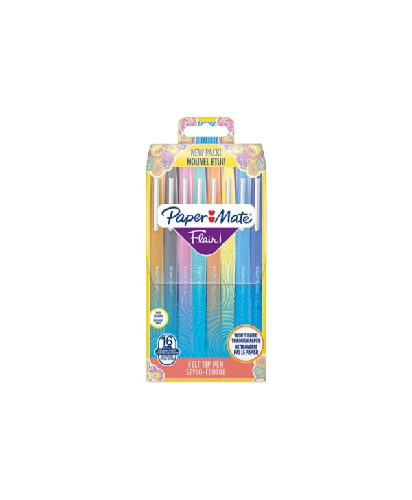 Paper Mate Mate Flair Μαρκαδόροι Σχεδίου 1mm Σετ 16 χρώματα