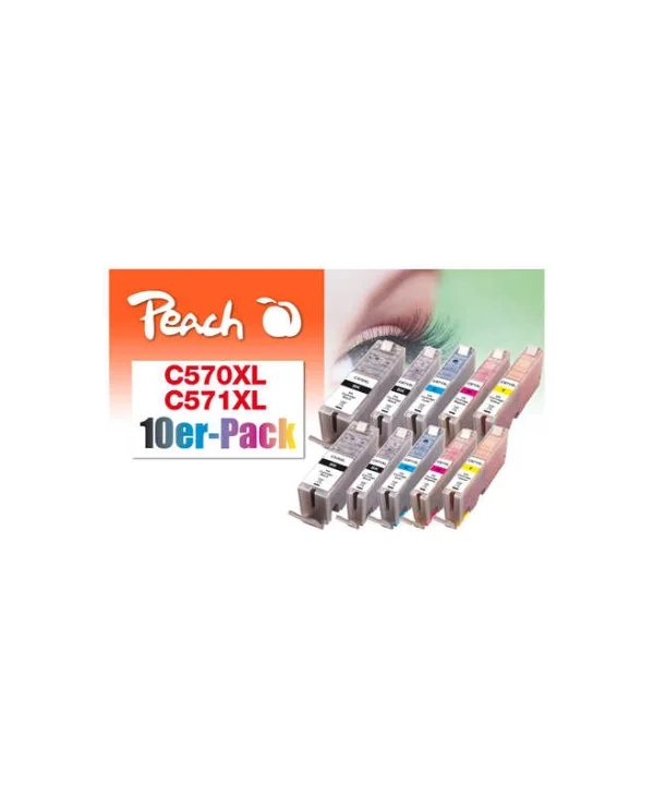 Peach Συμβατό Μελάνι Εκτυπωτή InkJet 0F319980 13ml Μαύρο 10τμχ