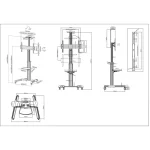 Manhattan Aluminum Height-Adjustable Multimedia Βάση Τηλεόρασης Δαπέδου έως 70" και 50kg - Image 3