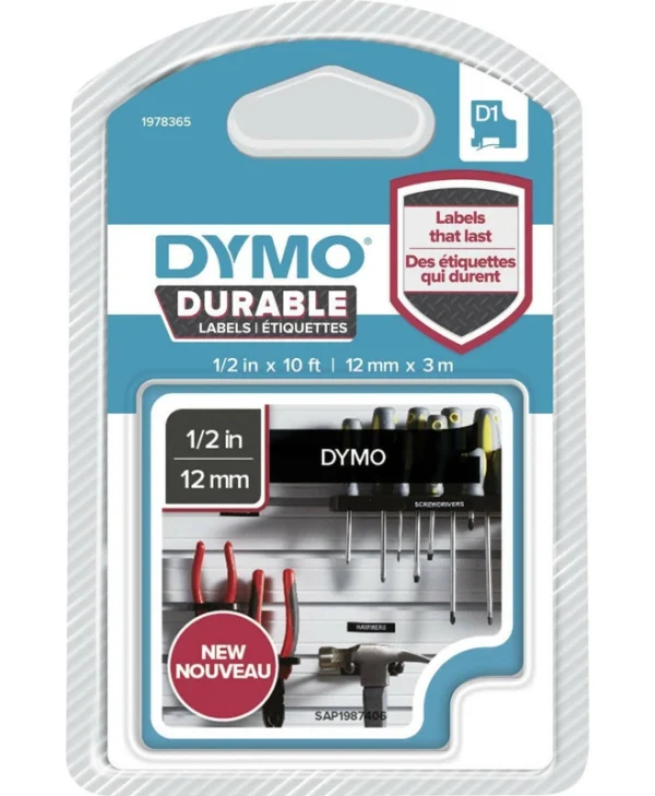 Dymo Ταινία Ετικετογράφου 3m x 12mm σε Μαύρο Χρώμα