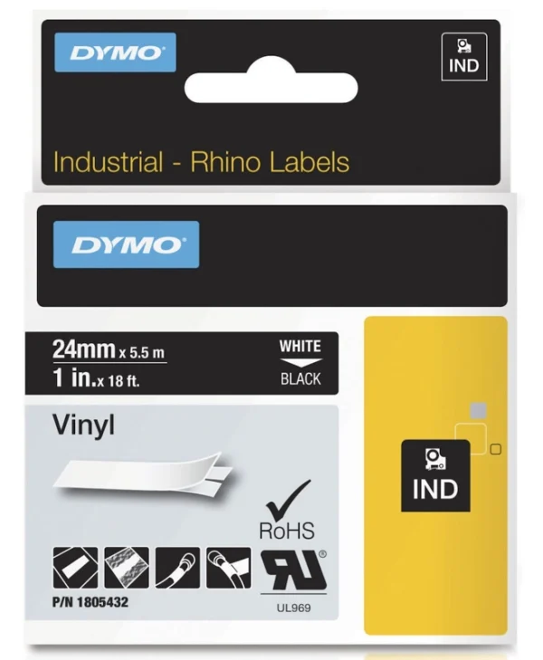 Dymo Ταινία Ετικετογράφου 5.5m x 24mm σε Μαύρο Χρώμα