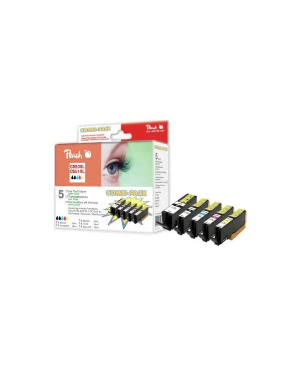Peach Πακέτο Συμβατών Μελανιών Εκτυπωτή InkJet Canon Πολλαπλό (Color) 5τμχ