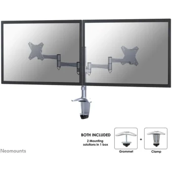 Newstar FPMA-D1330DSILVER Βάση Γραφείου για 2 Οθόνες έως 27" με Βραχίονα Ασημί FPMA-D1330DSILVER