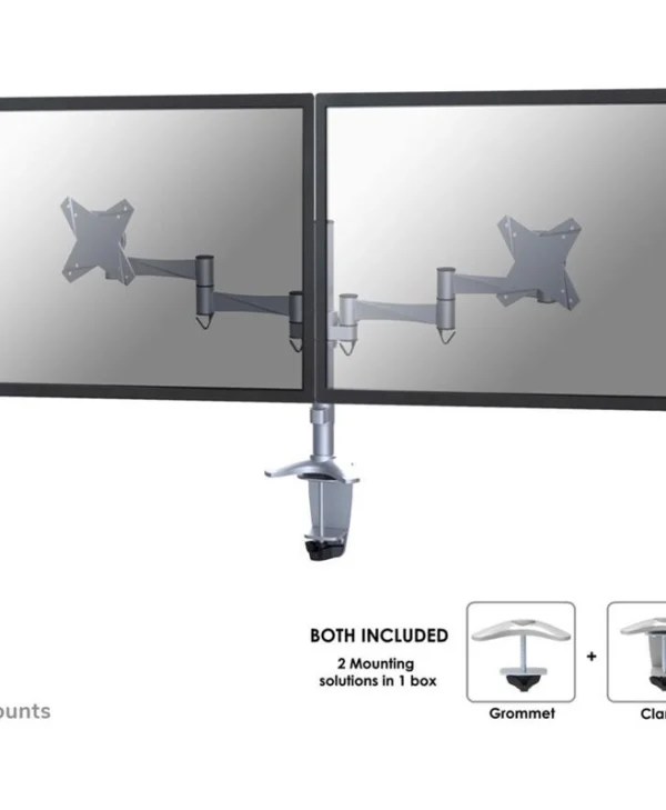 Newstar FPMA-D1330DSILVER Βάση Γραφείου για 2 Οθόνες έως 27" με Βραχίονα Ασημί FPMA-D1330DSILVER