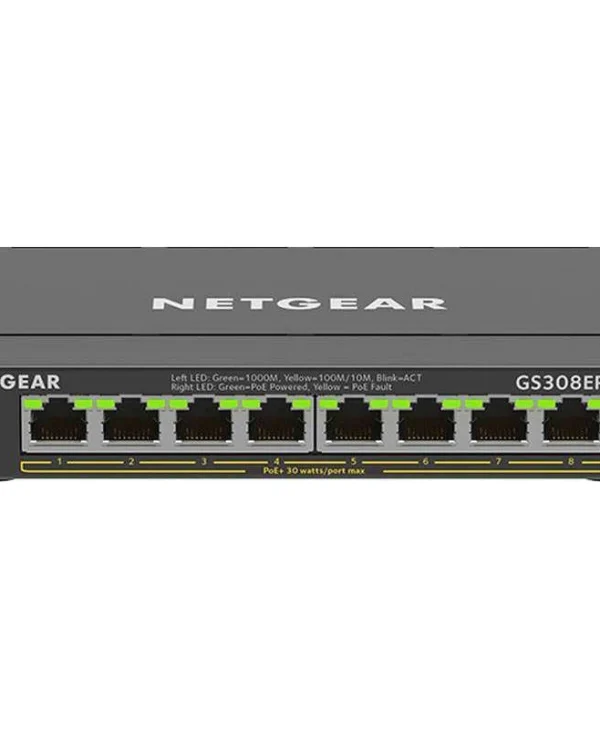 NetGear GS308EP Unmanaged L2 PoE+ Switch με 8 Θύρες Gigabit (1Gbps) Ethernet