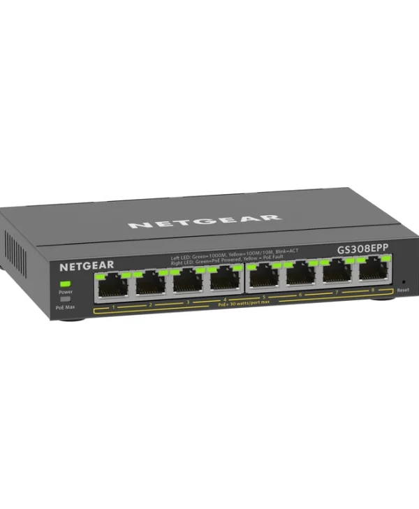 NetGear GS308EPP Unmanaged L2 PoE+ Switch με 8 Θύρες Gigabit (1Gbps) Ethernet