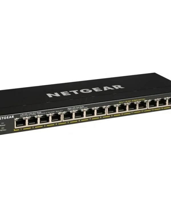 NetGear GS316PP-100EUS Unmanaged L2 PoE Switch με 16 Θύρες Gigabit (1Gbps) Ethernet GS316PP-100EUS