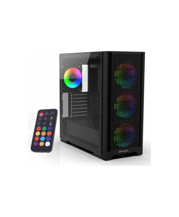 Inca EMG-17XB Gaming Midi Tower Κουτί Υπολογιστή με Πλαϊνό Παράθυρο και RGB Φωτισμό Μαύρο EMG-17XB