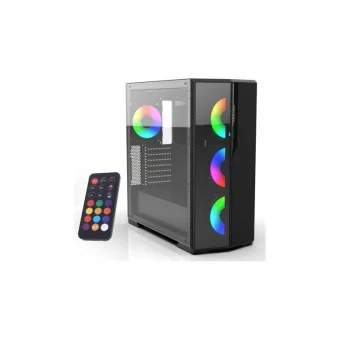Inca EMG-17XN Gaming Midi Tower Κουτί Υπολογιστή με Πλαϊνό Παράθυρο και RGB Φωτισμό Μαύρο EMG-17XN