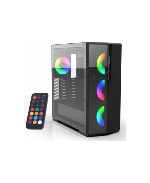 Inca EMG-17XN Gaming Midi Tower Κουτί Υπολογιστή με Πλαϊνό Παράθυρο και RGB Φωτισμό Μαύρο EMG-17XN