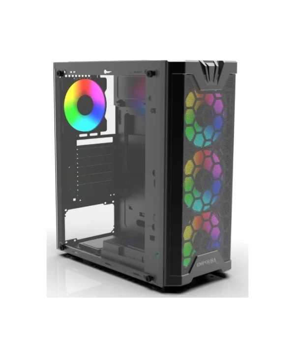 Inca EMG-15XB Midi Tower Κουτί Υπολογιστή με Πλαϊνό Παράθυρο και RGB Φωτισμό Μαύρο EMG-15XB