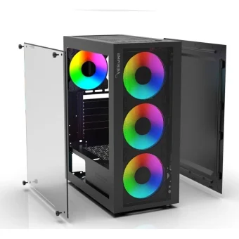 Inca EMG-15XN Midi Tower Κουτί Υπολογιστή με Πλαϊνό Παράθυρο και RGB Φωτισμό Μαύρο EMG-15XN